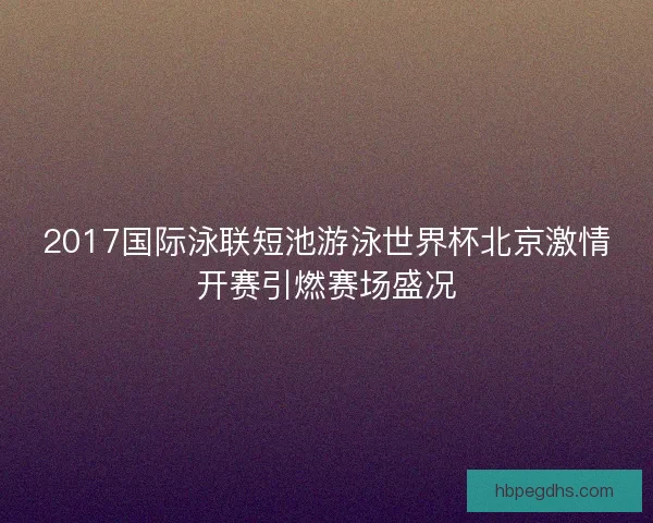 2017国际泳联短池游泳世界杯北京激情开赛引燃赛场盛况